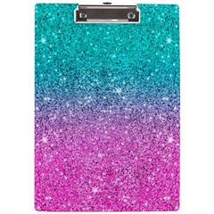 Pink And Turquoise Glitter A4 Acrylic Clipboard