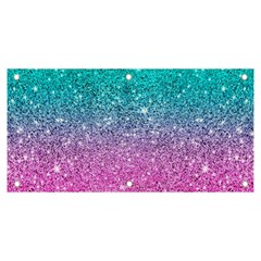 Pink And Turquoise Glitter Banner and Sign 6  x 3 