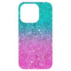 Pink And Turquoise Glitter iPhone 14 Pro Black UV Print Case