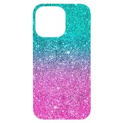 Pink And Turquoise Glitter iPhone 14 Pro Max Black UV Print Case