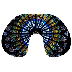 Mandala Floral Wallpaper Rose Window Strasbourg Cathedral France Travel Neck Pillow by Sarkoni