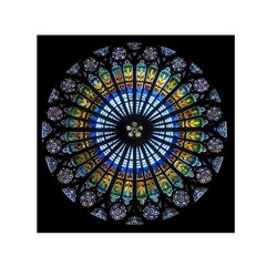 Mandala Floral Wallpaper Rose Window Strasbourg Cathedral France Square Satin Scarf (30  X 30 ) by Sarkoni