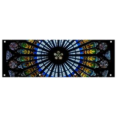 Mandala Floral Wallpaper Rose Window Strasbourg Cathedral France Banner And Sign 9  X 3  by Sarkoni