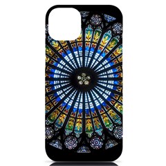 Mandala Floral Wallpaper Rose Window Strasbourg Cathedral France Iphone 14 Plus Black Uv Print Case by Sarkoni