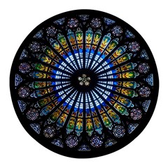 Mandala Floral Wallpaper Rose Window Strasbourg Cathedral France Round Glass Fridge Magnet (4 Pack) by Sarkoni