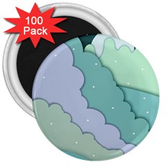 Winter Snow Mountains Nature 3  Magnets (100 Pack) by Pakjumat