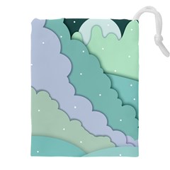 Winter Snow Mountains Nature Drawstring Pouch (4xl) by Pakjumat