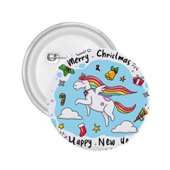 Merry Christmas Xmas Doodle Sketch Cartoon Unicorn 2 25  Buttons by Pakjumat