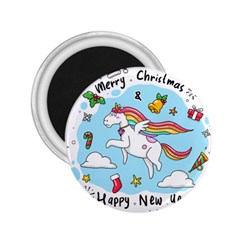 Merry Christmas Xmas Doodle Sketch Cartoon Unicorn 2 25  Magnets by Pakjumat