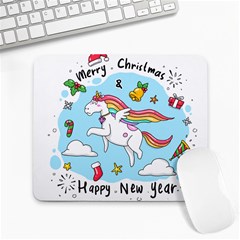 Merry Christmas Xmas Doodle Sketch Cartoon Unicorn Large Mousepad by Pakjumat