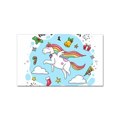 Merry Christmas Xmas Doodle Sketch Cartoon Unicorn Sticker (rectangular) by Pakjumat