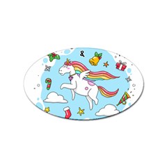 Merry Christmas Xmas Doodle Sketch Cartoon Unicorn Sticker Oval (10 Pack) by Pakjumat