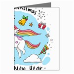 Merry Christmas Xmas Doodle Sketch Cartoon Unicorn Greeting Cards (Pkg of 8) Left