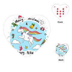 Merry Christmas Xmas Doodle Sketch Cartoon Unicorn Playing Cards Single Design (heart) by Pakjumat