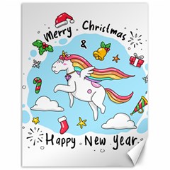 Merry Christmas Xmas Doodle Sketch Cartoon Unicorn Canvas 12  X 16  by Pakjumat