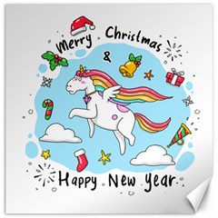 Merry Christmas Xmas Doodle Sketch Cartoon Unicorn Canvas 20  X 20  by Pakjumat