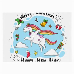 Merry Christmas Xmas Doodle Sketch Cartoon Unicorn Large Glasses Cloth (2 Sides) by Pakjumat