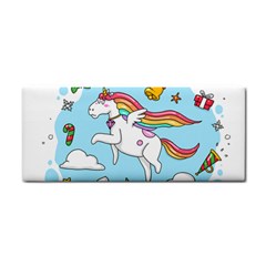 Merry Christmas Xmas Doodle Sketch Cartoon Unicorn Hand Towel by Pakjumat