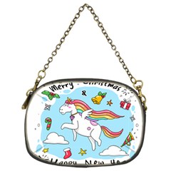 Merry Christmas Xmas Doodle Sketch Cartoon Unicorn Chain Purse (two Sides) by Pakjumat