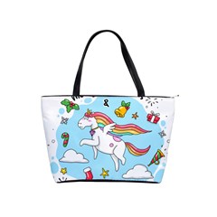 Merry Christmas Xmas Doodle Sketch Cartoon Unicorn Classic Shoulder Handbag by Pakjumat