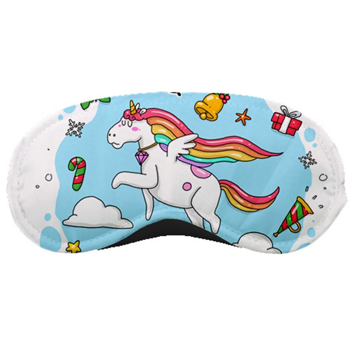 Merry Christmas Xmas Doodle Sketch Cartoon Unicorn Sleep Mask