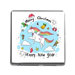 Merry Christmas Xmas Doodle Sketch Cartoon Unicorn Memory Card Reader (square 5 Slot) by Pakjumat