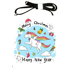 Merry Christmas Xmas Doodle Sketch Cartoon Unicorn Shoulder Sling Bag by Pakjumat