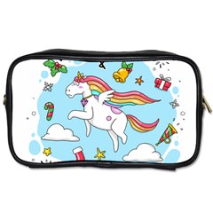 Merry Christmas Xmas Doodle Sketch Cartoon Unicorn Toiletries Bag (one Side) by Pakjumat