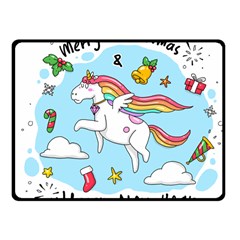 Merry Christmas Xmas Doodle Sketch Cartoon Unicorn Fleece Blanket (small) by Pakjumat