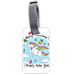 Merry Christmas Xmas Doodle Sketch Cartoon Unicorn Luggage Tag (one Side) by Pakjumat