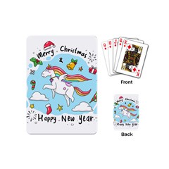 Merry Christmas Xmas Doodle Sketch Cartoon Unicorn Playing Cards Single Design (mini) by Pakjumat