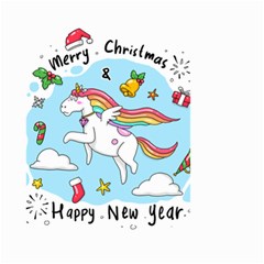 Merry Christmas Xmas Doodle Sketch Cartoon Unicorn Small Garden Flag (two Sides) by Pakjumat