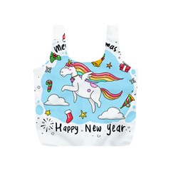 Merry Christmas Xmas Doodle Sketch Cartoon Unicorn Full Print Recycle Bag (s) by Pakjumat