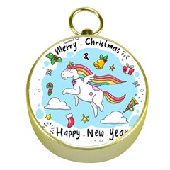 Merry Christmas Xmas Doodle Sketch Cartoon Unicorn Gold Compasses by Pakjumat