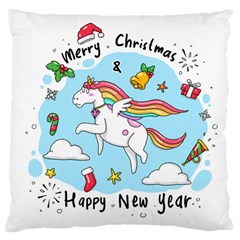 Merry Christmas Xmas Doodle Sketch Cartoon Unicorn Standard Premium Plush Fleece Cushion Case (one Side) by Pakjumat