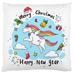 Merry Christmas Xmas Doodle Sketch Cartoon Unicorn Standard Premium Plush Fleece Cushion Case (One Side) Front