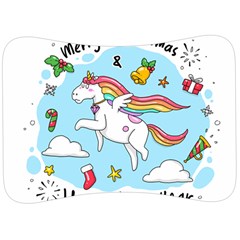 Merry Christmas Xmas Doodle Sketch Cartoon Unicorn Velour Seat Head Rest Cushion by Pakjumat