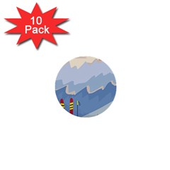 Winter Sports Ski Winter Snow 1  Mini Buttons (10 Pack)  by Pakjumat