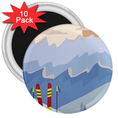 Winter Sports Ski Winter Snow 3  Magnets (10 Pack)  by Pakjumat