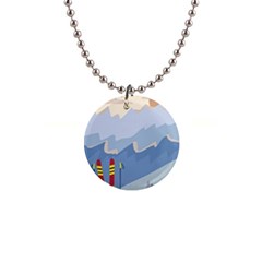 Winter Sports Ski Winter Snow 1  Button Necklace by Pakjumat