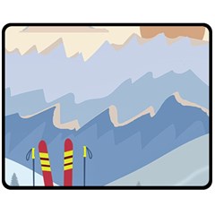 Winter Sports Ski Winter Snow Fleece Blanket (medium) by Pakjumat