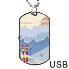 Winter Sports Ski Winter Snow Dog Tag Usb Flash (one Side) by Pakjumat