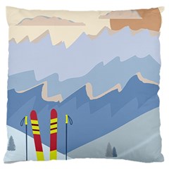 Winter Sports Ski Winter Snow Large Cushion Case (two Sides) by Pakjumat