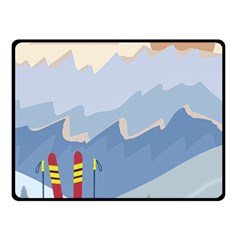 Winter Sports Ski Winter Snow Two Sides Fleece Blanket (small) by Pakjumat