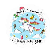 Merry Christmas Xmas Doodle Sketch Cartoon Unicorn Mini Round Pill Box (pack Of 5) by Pakjumat