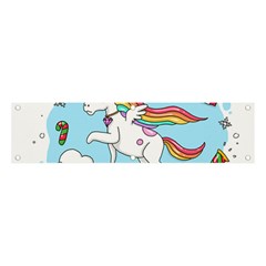 Merry Christmas Xmas Doodle Sketch Cartoon Unicorn Banner And Sign 4  X 1  by Pakjumat