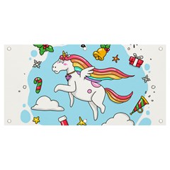 Merry Christmas Xmas Doodle Sketch Cartoon Unicorn Banner And Sign 4  X 2  by Pakjumat