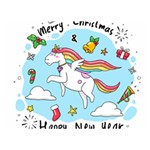 Merry Christmas Xmas Doodle Sketch Cartoon Unicorn Premium Plush Fleece Blanket (Extra Small) 40 x30  Blanket Front