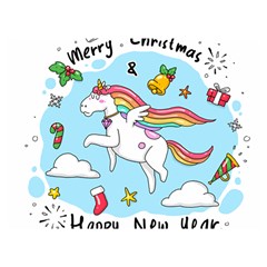 Merry Christmas Xmas Doodle Sketch Cartoon Unicorn Two Sides Premium Plush Fleece Blanket (extra Small) by Pakjumat