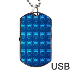 Bird Pattern Owl Drawing Dog Tag Usb Flash (two Sides) by Pakjumat